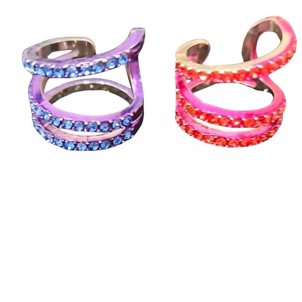Akira Pink & Purple Rhinestone Stackable Rings‎ - Picture 2 of 8